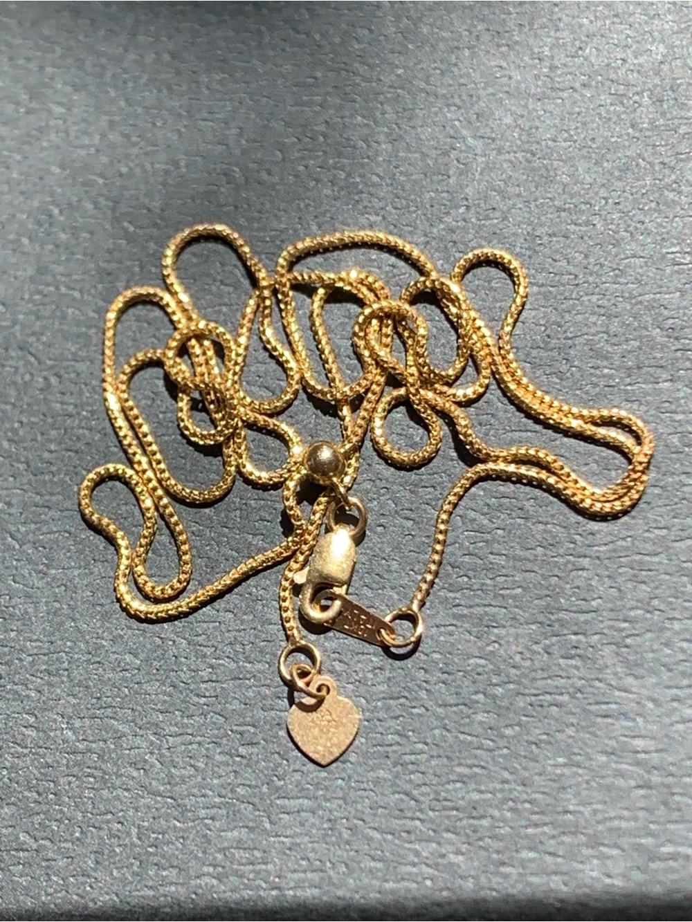 10k Gold Women's Necklace with adjustable sliding ball and Heart Tag - Picture 2 of 8